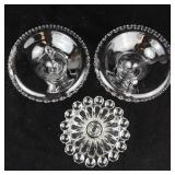 Crystal Glass Beaded-Edge Candlestick Set - 3 Candlestick Holders