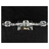 Long 3-Arm Candelabrum with Center Cup - Glass Candle Holder