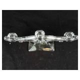 Long 3-Arm Candelabrum with Center Cup - Glass Candle Holder