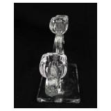 Long 3-Arm Candelabrum with Center Cup - Glass Candle Holder
