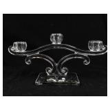 Long 3-Arm Candelabrum with Center Cup - Glass Candle Holder