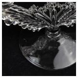 Glass Candelabra Pair - Ornate Leaf-Arm Design, Floral Base