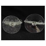 Glass Candelabra Pair - Ornate Leaf-Arm Design, Floral Base