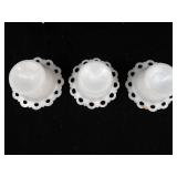 Anchor Hocking Old Colony Lacy Edge Milk Glass Pedestal Compote Bowls - Set of 3