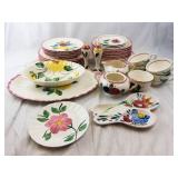 Blue Ridge Fruit Salad Pattern Dinnerware Set - Plates, Cups, Creamer & Sugar