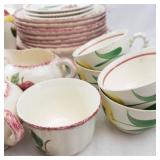 Blue Ridge Fruit Salad Pattern Dinnerware Set - Plates, Cups, Creamer & Sugar