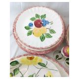 Blue Ridge Fruit Salad Pattern Dinnerware Set - Plates, Cups, Creamer & Sugar