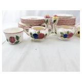 Blue Ridge Fruit Salad Pattern Dinnerware Set - Plates, Cups, Creamer & Sugar