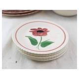 Blue Ridge Fruit Salad Pattern Dinnerware Set - Plates, Cups, Creamer & Sugar