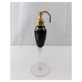 Antique Gooseneck Perfume Atomizer with Black Glass Body on Clear Stem