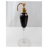 Antique Gooseneck Perfume Atomizer with Black Glass Body on Clear Stem