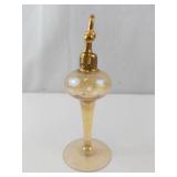 Perfume Atomizer - Vintage Amber Glass with Brass Top on Pedestal Base