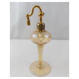 Perfume Atomizer - Vintage Amber Glass with Brass Top on Pedestal Base