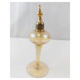 Perfume Atomizer - Vintage Amber Glass with Brass Top on Pedestal Base