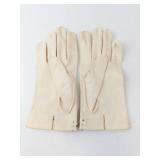 Cream Satin Evening Gloves - Beaded Wrist, 100% Cotton Lining