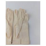 Cream Satin Evening Gloves - Beaded Wrist, 100% Cotton Lining