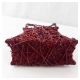 Beaded Net Purse - Mini Decorative Bag with Feather Accent