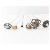 Hat Pins - Vintage Mixed Turquoise Bezel, Filigree & Bead Ends (6 pcs)