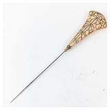 Hat Pin With Mosaic Ceramic Handle - 5 3/4 Inch Long, Decorative Collectible Piece