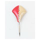 Two-Tone Enamel Leaf Hat Pin with Rhinestone Border - Vintage Millinery Accessory