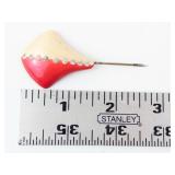 Two-Tone Enamel Leaf Hat Pin with Rhinestone Border - Vintage Millinery Accessory