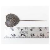 Heart-Shaped Hat Pin with Romantic Scene, 3 1/2 in Long