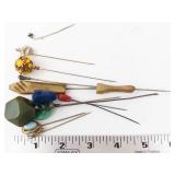 Hat Pins - Assorted Vintage Beaded Pins with Crowns & Charms