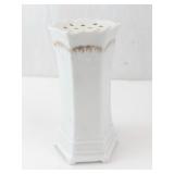 RS Prussia Hatpin Holder - Antique Porcelain Hexagonal Vase with Floral Bouquet