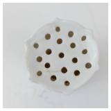 RS Prussia Hatpin Holder - Antique Porcelain Hexagonal Vase with Floral Bouquet