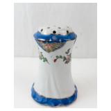 Nippon Hatpin Holder - Floral Ceramic with Blue Trim
