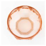 Pink Glass Bowl - Faceted Sides with Octagonal Base - Decorative Dish Approx. 4"