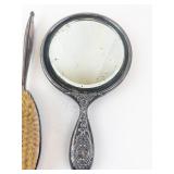 Antique Silverplate Vanity Mirror & Hair Brush Set