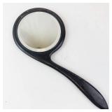 Hand Mirror - Vintage Black Wooden Round Glass With Curved Handle