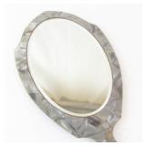 Hand Mirror - Marbled Metal Frame, Oval Glass Mirror