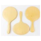 Vanity Mirrors - Beige Handheld, 2 Round & 1 Oval - Set of 3