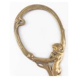 Art Nouveau Brass Hand Mirror Frame with Female Figure (Glass Missing)