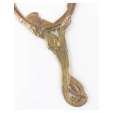 Art Nouveau Brass Hand Mirror Frame with Female Figure (Glass Missing)