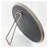 Vintage Round Vanity Mirror with Folding Stand - Silver-Tone Metal Frame
