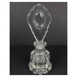 Perfume Bottle Crystal Glass with Beaded Base & Ornate Stopper - Vintage