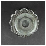 Perfume Bottle Crystal Glass with Beaded Base & Ornate Stopper - Vintage