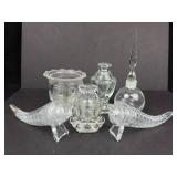 Clear Crystal Glass Decanter, Purfume Ornament Set - Assorted Vessels