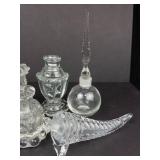 Clear Crystal Glass Decanter, Purfume Ornament Set - Assorted Vessels