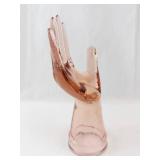Pink Glass Hand Sculpture - Hand-Shaped Display Piece