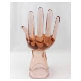 Pink Glass Hand Sculpture - Hand-Shaped Display Piece