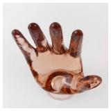 Pink Glass Hand Sculpture - Hand-Shaped Display Piece