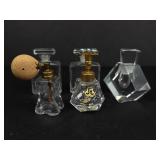 5-Piece Clear Glass Perfume Bottle Set - Brass Pumps & Turquoise Top