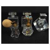 5-Piece Clear Glass Perfume Bottle Set - Brass Pumps & Turquoise Top