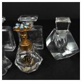 5-Piece Clear Glass Perfume Bottle Set - Brass Pumps & Turquoise Top