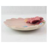 Shell-Shaped Pink Floral Ceramic Trinket Dish 3"