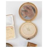 Vintage Gold-Tone Makeup Compacts - 4-Piece Enamel & Mirror Collection